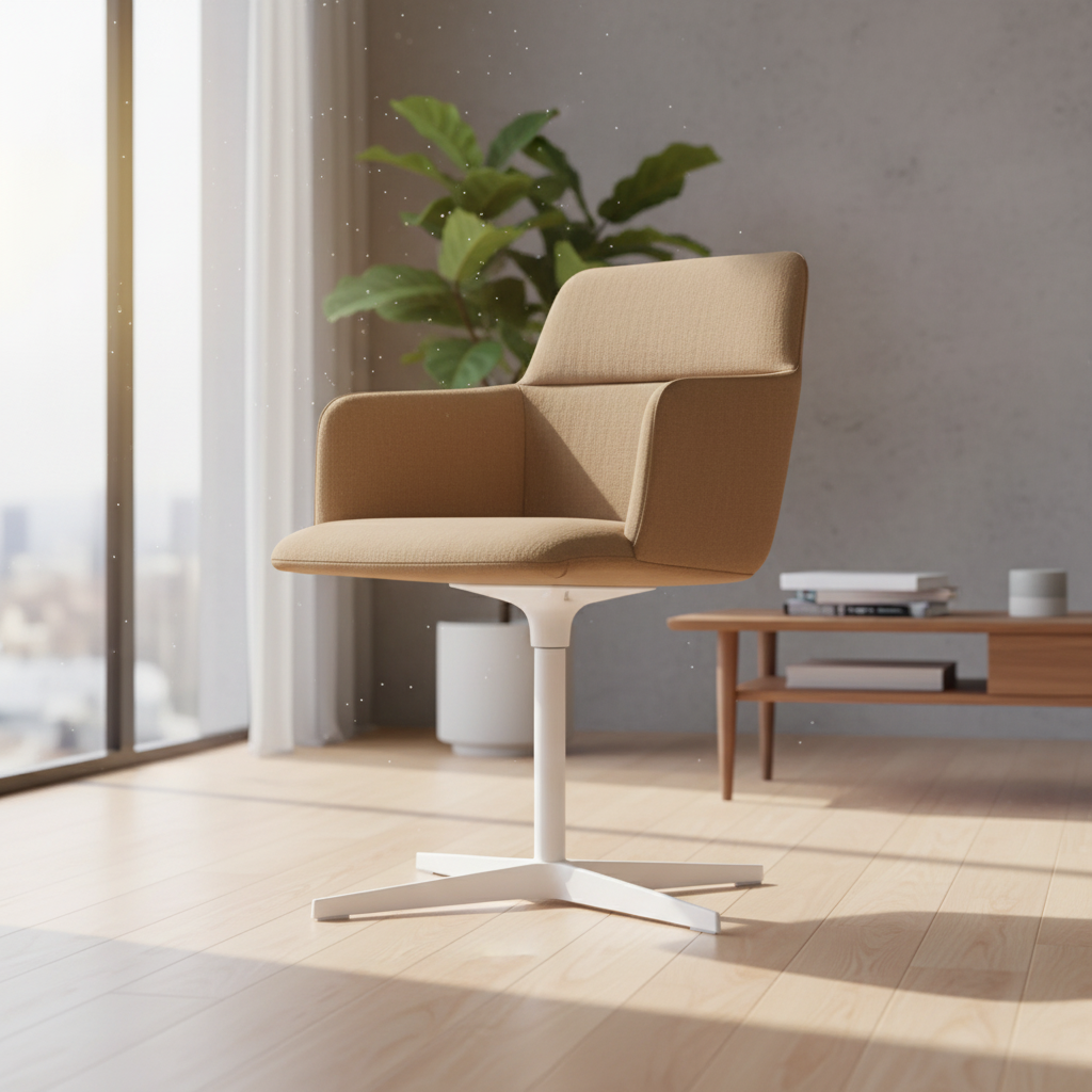 Accent chair styled beside modern fireplace